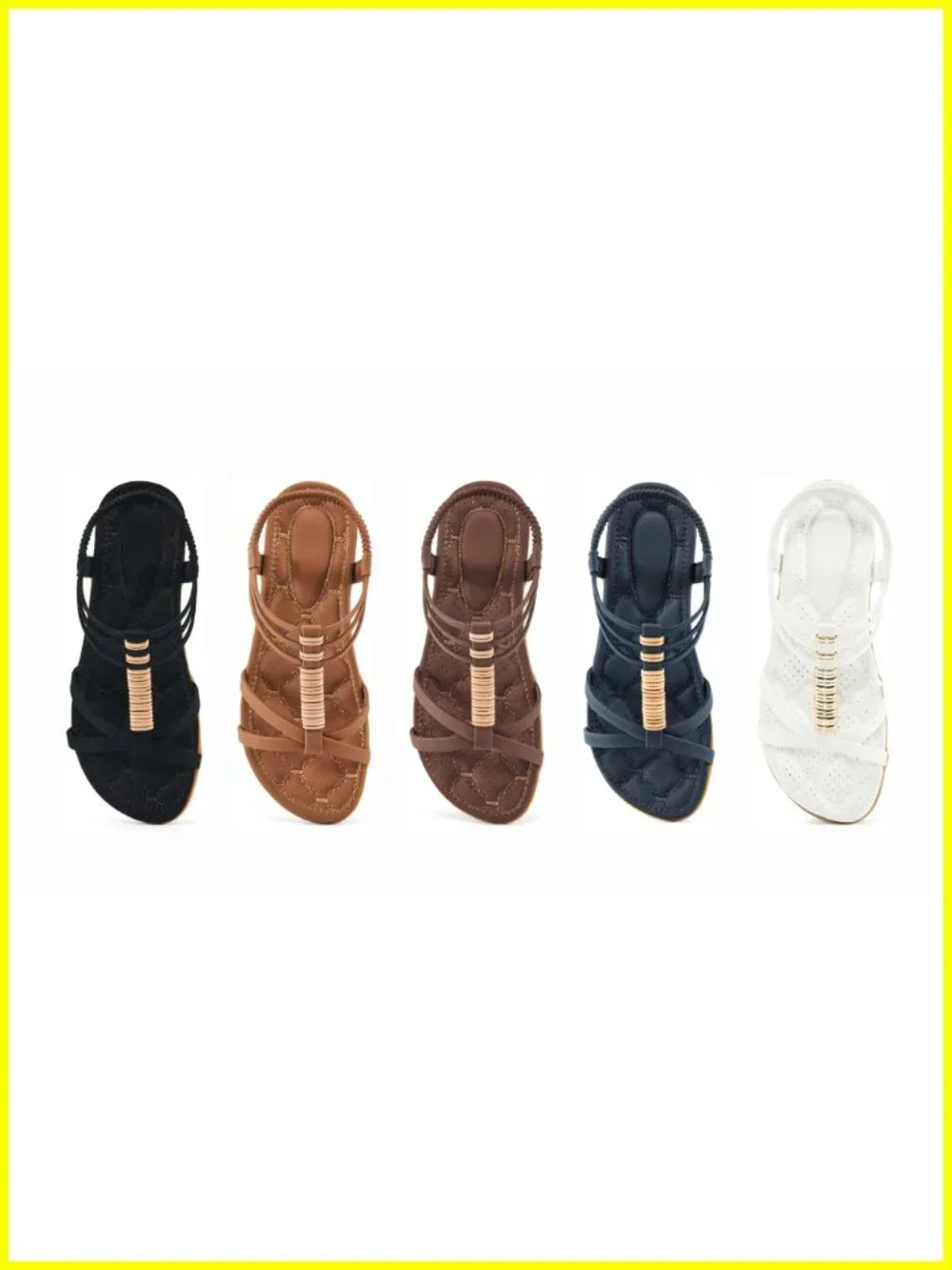 Faux Leather Gladiator Flat Sandals for Women Cushion Footbed